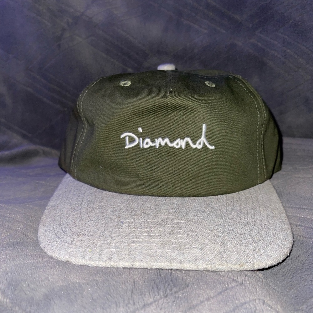 Diamond Supply Co. Army Green SnapBack Hat with grey brim
